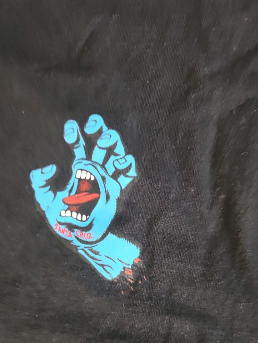 Santa Cruz Skateboards Black Graphic Crew Neck T-Shirt with Screaming Hand Logo - Picture 2 of 6